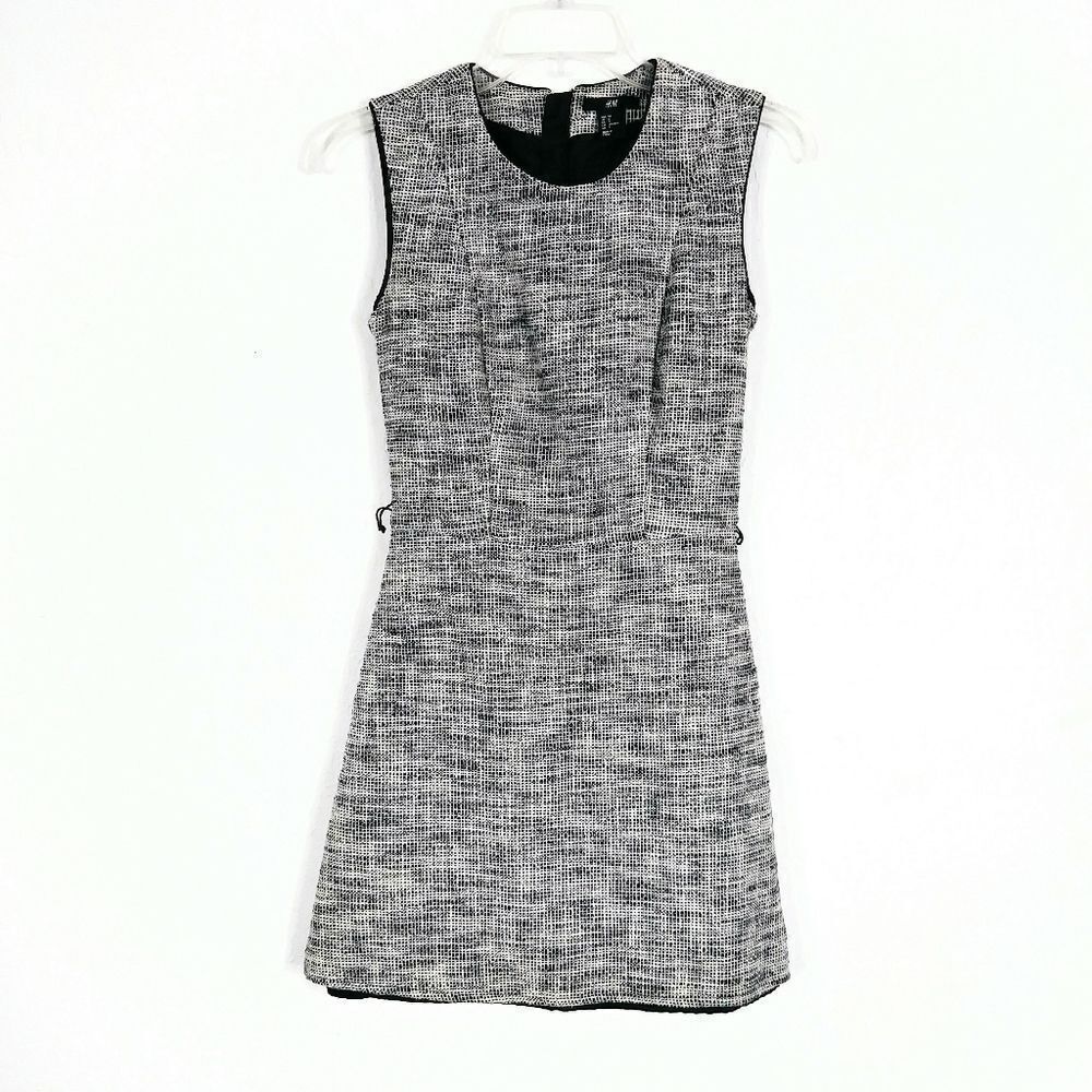 H&M Black & White Sleeveless Tweed Mini Dress